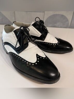 Stacy Adam's black & white wingtip oxford dress shoes- men's 9.5